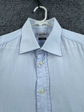 Balmain Tessuto Doppio Ritorto 17.5 Cotton Blue Men Point Shirt Button Up Woven